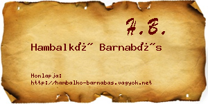 Hambalkó Barnabás névjegykártya